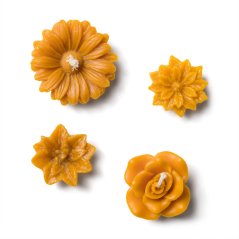 Sada 4 ks plovoucích svíček z včelího vosku – květiny