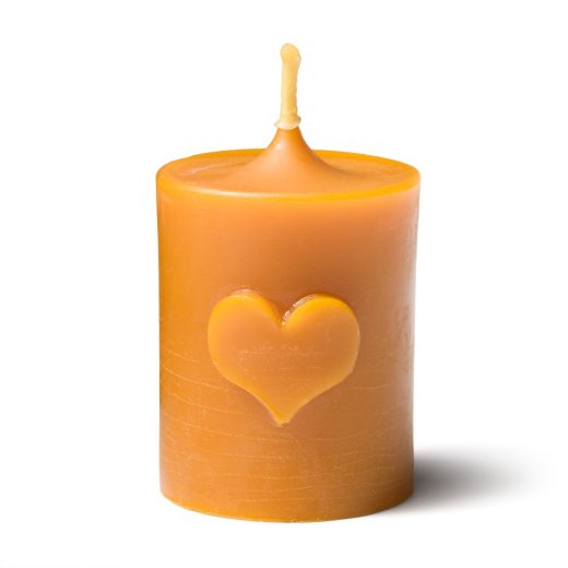 Sloupová svíčka z včelího vosku – srdce