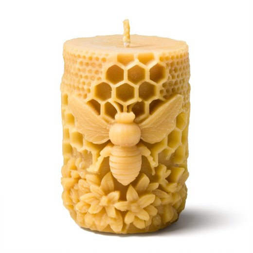 Svíčka z včelího vosku – včela na plástvi