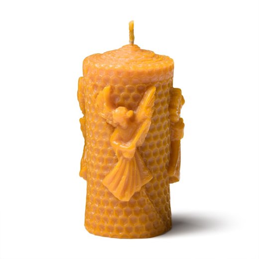 Sloupová svíčka z včelího vosku – anděl