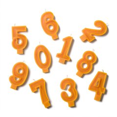 Svíčka na dort z včelího vosku – číslovky 0–9